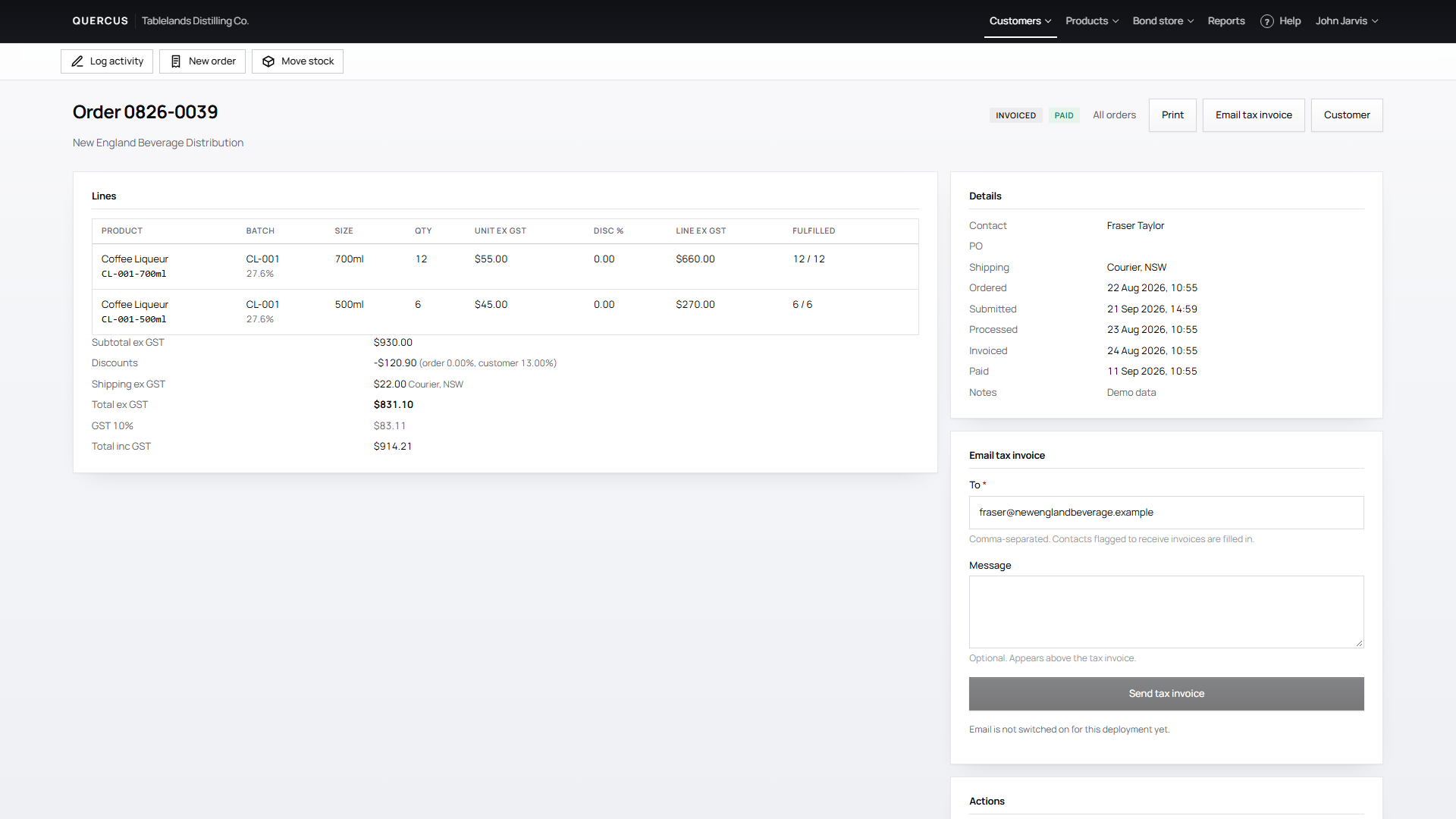 An order and its invoice